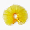 A yellow tulle tutu dress for a small dog, displayed flat.