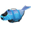 Helles blaues Meerjungfrauen-Hund-Schwimmweste mit Schuppenmuster und schwarzem Griff.