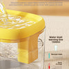 Fontaine à eau automatique jaune avec réservoir transparent et ligne d'avertissement du niveau normal.
