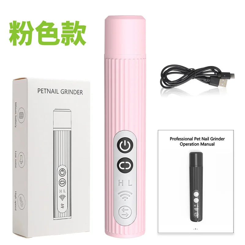 Pinker Elektropflegemesser für Tiernägel mit Power-Taste und Anleitung zum Pflegen von Haustieren