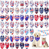 A collection of 30 patriotic dog and cat bandanas featuring American flags, stars, and stripes.