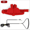 Red parrot bird harness and leash set with a fabric bird shape