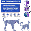 A purple collar designed to spread active ingredients over a cat's body for protection against mosquitoes, fleas, ticks, lous