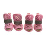 A pack of four pink breathable mesh dog shoes for summer protection.