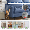 Transparent cat scratch deterrent tape used to protect velvet sofa and broken furniture surfaces.