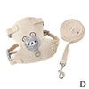 Light beige pet leash harness for dogs and cats with a coiled leash attached