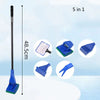 A set of five tools for aquarium cleaning including a skimmer, vacuum, and various cleaning brushes.