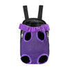 Purple mesh backpack carrier for cats and dogs with black lining and straps