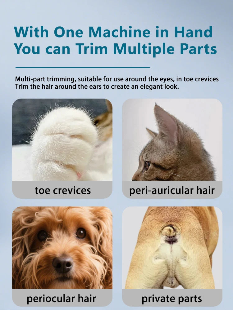 Herramienta multiuso para recortar partes del pelaje de una mascota, incluyendo grietas entre las uñas, pelo alrededor de las
