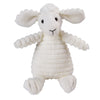 Un juguete de peluche blanco que parece una oveja o corderito con orejas caídas y una expresión dulce.