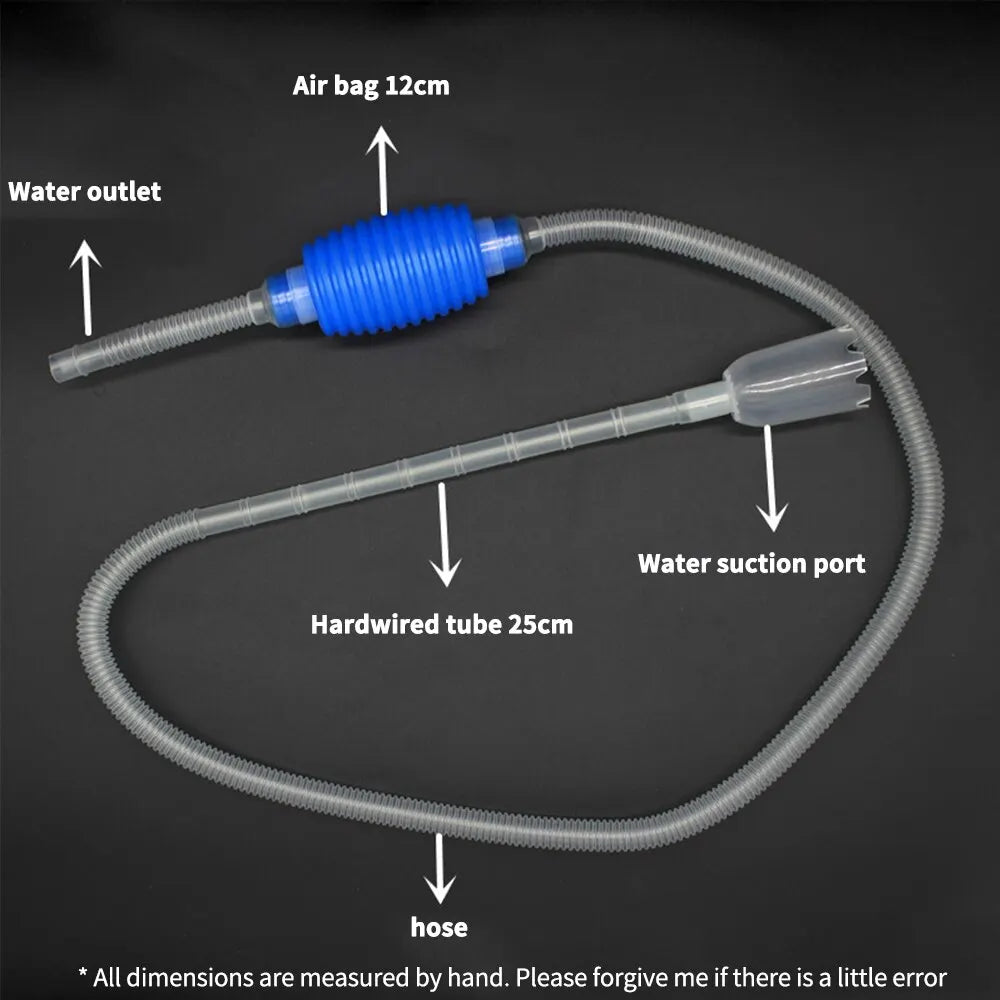 Tuyau en silicone clair avec airbag et port d'aspiration pour nettoyer les aquariums.