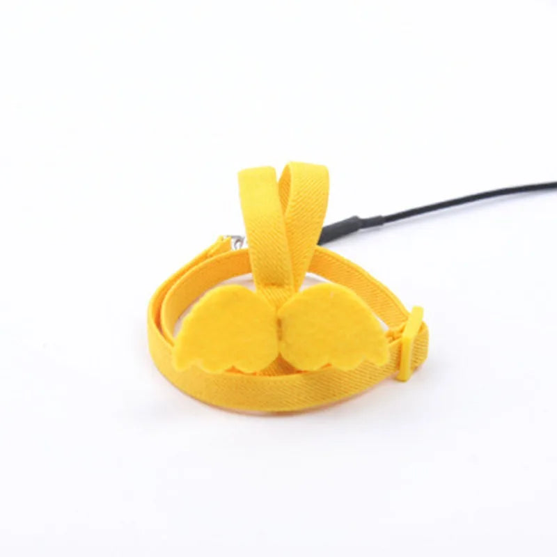 Yellow parrot bird harness and leash set for safe handling