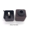 Black bio sponge filter housing with an air pump connection and a white filter media insert