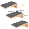 Three pieces of wall mounted cat climbing shelf and bridge made of wood and gray felt