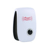 A white ultrasonic pest repellent device with a black nozzle and a red Pest Reject symbol.