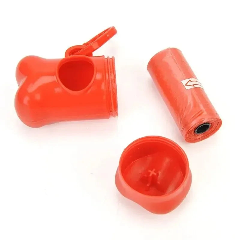 Orange bone-shaped dog waste bag dispenser for on-the-go cleanup