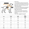 Size chart showing measurements for a pet hooded sweatshirt for dogs, including chest, neck, and back length.