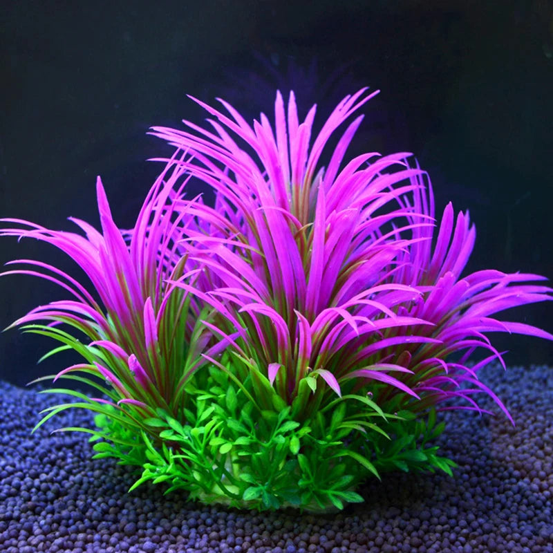 Plantes aquatiques artificielles vibrantes aux feuillages magenta et vert vif