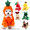 Sudadera para perro con estampado de fruta linda en naranja con detalles verdes, mostrada sobre una superficie blanca.