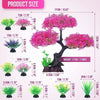 Diagram showing various sizes of artificial aquarium plants, from small shrubs to larger trees.