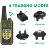 A black remote dog training collar with four modes: Tone, Vibration, Shock, and LED Light.