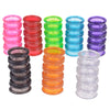 A set of colorful silica gel hair scissors in various shades including pink, red, green, blue, purple, and clear.