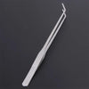 Stainless steel aquarium cleaning tweezers shown diagonally against a dark background