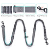 A gray hands-free reflective dog leash with a storage bag and a 360-rotary clip.