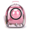 Rosa, durchsichtige portable Hundetasche mit kuppelförmigem klarem Gehäuse.