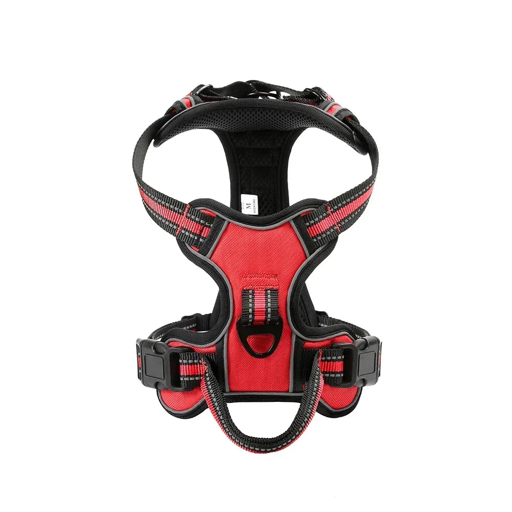 Rotes und schwarzes, verstellbares reflektierendes Hundestuhlsvest