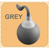 A grey automatic rolling interactive ball for cats with a curved nozzle.