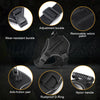 Black tactical dog harness featuring an adjustment buckle, removable velcro patch, anti-friction pad, and nylon handle.
