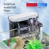 External waterfall filter for aquarium water treatment featuring an oil removal membrane and silent operation.