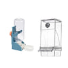 Distributeur automatique de nourriture pour oiseaux en plastique transparent avec réservoir cylindrique et plateau rectangula