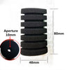 Stack of black biological aquarium sponge filter discs with a 10mm aperture