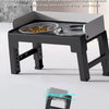 Black collapsible elevated dog feeder with adjustable tilt for a comfortable diet.