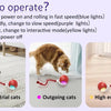 Diagram showing how to operate an interactive motion-activated cat toy with different light modes for cats