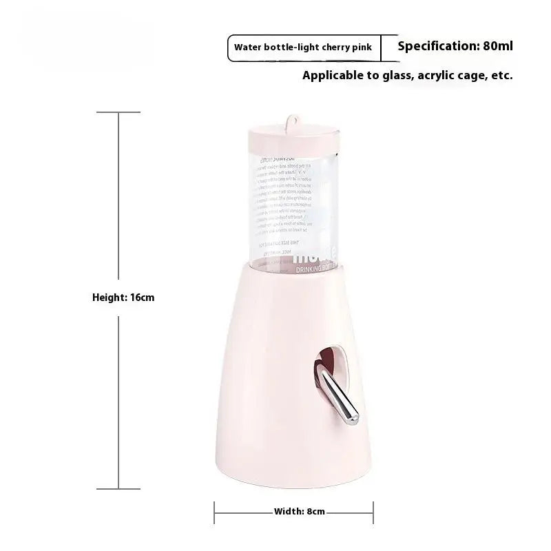 Bouteille d'eau rose à distributeur automatique pour animaux de compagnie.