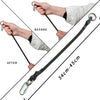 Before and after comparison of a nylon quick-release dog leash with an elastic extension.
