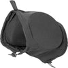 A black waterproof soundproof dog ear muff is shown open, displaying the padded ear protection.