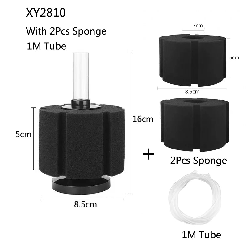 Black biochemical sponge filter kit including a 1M tube and two sponges for aquarium use