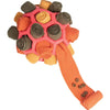 Buntes Fleece-Snuffle-Spielzeug für Hunde mit verschiedenen gerollten Stoffstücken.