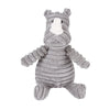 Juguete masticable para perros de goma gris con hocico blanco y cuerpo texturizado.