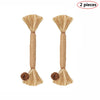 Two natural silvervine cat chews and dental health toys made of light tan fiber rope.