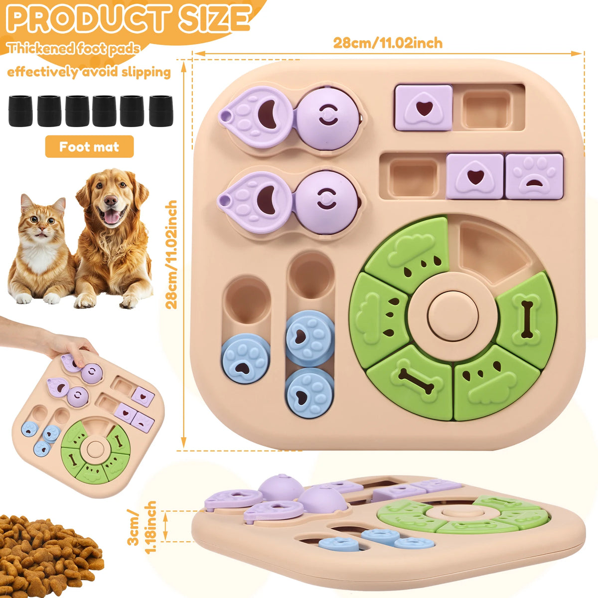 A set of silicone dog puzzle toys and food mats for slow feeding and preventing slipping