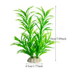 Plante aquatique artificielle vert vif avec des tiges feuillues hautes, présentée dans un pot.