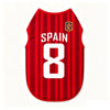 Red and white striped sports jersey vest with the number 8 and a Spanish crest