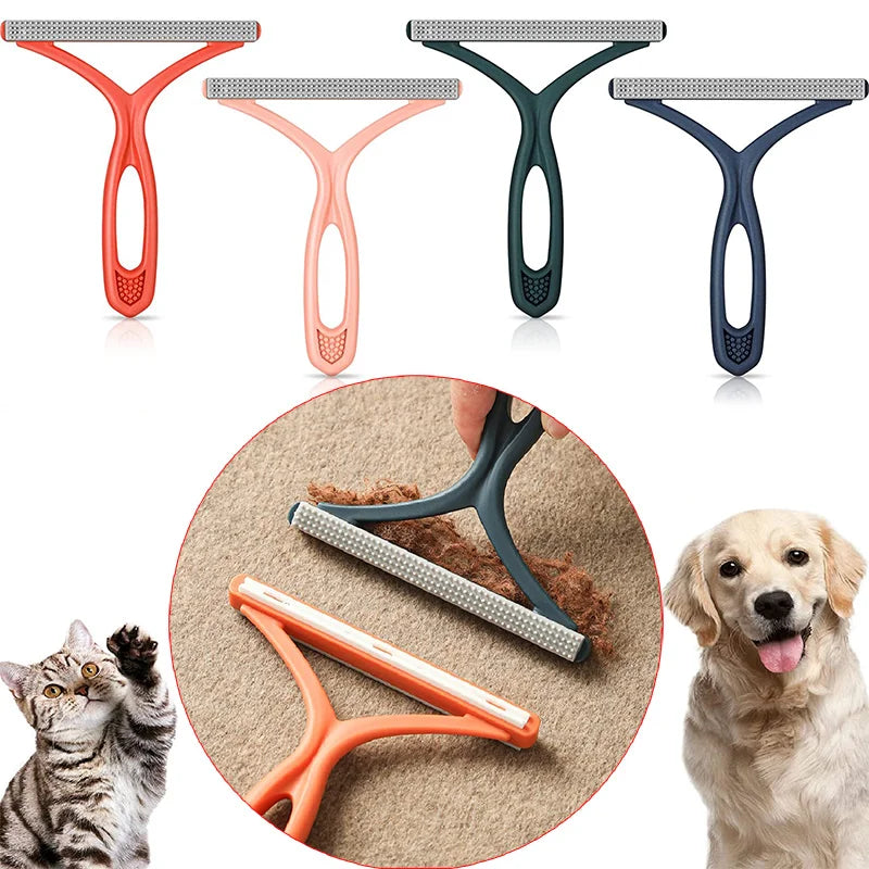 A set of silicone pet hair and lint remover tools in various colors, including orange, pink, green, and blue, shown alongside