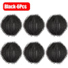 Six black reusable lint catchers for laundry