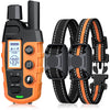 Orange elektrische Hundetrainerhalsband mit schwarzem Gehäuse und verstellbare schwarz-orangefarbene Gurte.